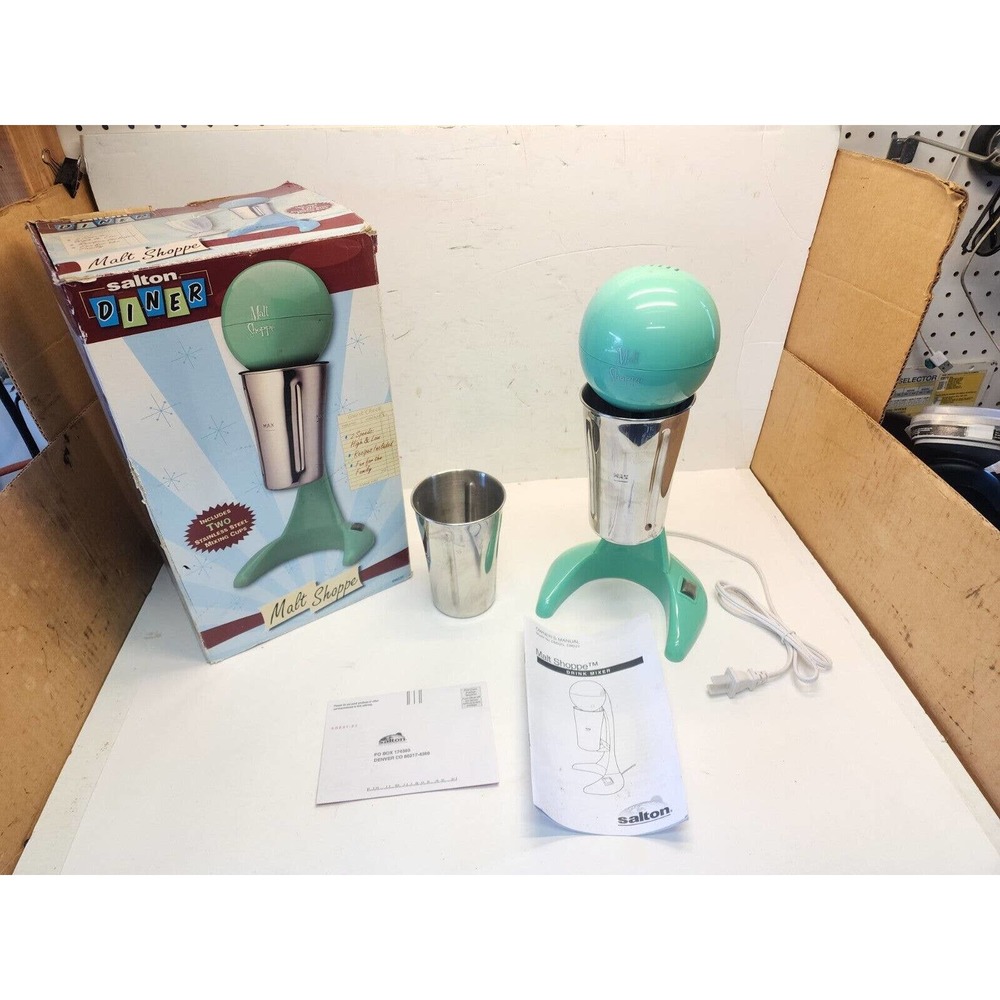 Salton Diner Malt Mixer Shake mixer DM22g With 2 Serving Cups NOS in box